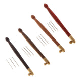 Maxbell Wood Handle Tambour Crochet Hook 3 Needles Embroidery Tool Purple Sandalwood