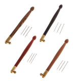 Maxbell Wood Handle Tambour Crochet Hook 3 Needles Embroidery Tool Purple Sandalwood