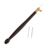 Maxbell Wood Handle Tambour Crochet Hook 3 Needles Embroidery Tool Purple Sandalwood