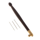 Maxbell Wood Handle Tambour Crochet Hook 3 Needles Embroidery Tool Purple Sandalwood