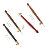 Maxbell Wood Handle Tambour Crochet Hook 3 Needles Embroidery Tool Purple Sandalwood