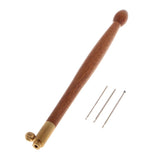 Maxbell Wood Handle Tambour Crochet Hook 3 Needles Embroidery Tool Rose Wood