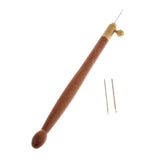 Maxbell Wood Handle Tambour Crochet Hook 3 Needles Embroidery Tool Rose Wood