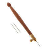 Maxbell Wood Handle Tambour Crochet Hook 3 Needles Embroidery Tool Rose Wood