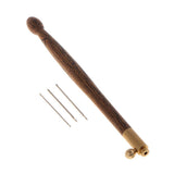 Maxbell Wood Handle Tambour Crochet Hook 3 Needles Embroidery Tool Keruntum