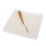 Maxbell Blank Canvas Mesh and Wooden Bent Latch Hook for DIY Rug Cushion Mat Making