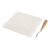 Maxbell Blank Canvas Mesh and Wooden Bent Latch Hook for DIY Rug Cushion Mat Making