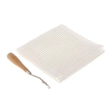 Maxbell Blank Canvas Mesh and Wooden Bent Latch Hook for DIY Rug Cushion Mat Making