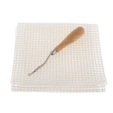 Maxbell Blank Canvas Mesh and Wooden Bent Latch Hook for DIY Rug Cushion Mat Making