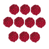 Maxbell 10 Pieces Rattan Wicker Ball Photo Props Wedding Home DIY Trinkets Red