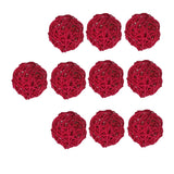 Maxbell 10 Pieces Rattan Wicker Ball Photo Props Wedding Home DIY Trinkets Red