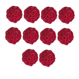 Maxbell 10 Pieces Rattan Wicker Ball Photo Props Wedding Home DIY Trinkets Red