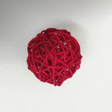 Maxbell 10 Pieces Rattan Wicker Ball Photo Props Wedding Home DIY Trinkets Red