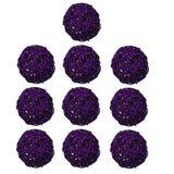 Maxbell 10 Pieces Rattan Wicker Ball Photo Props Wedding Home DIY Trinkets Purple