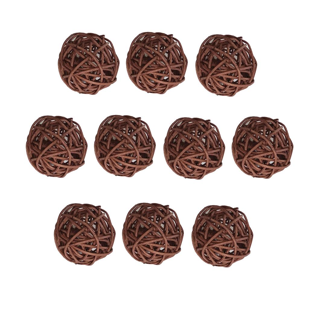 Maxbell 10 Pieces Rattan Wicker Ball Photo Props Wedding Home DIY Trinkets Coffee