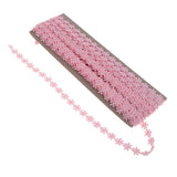 Max 15 Yard 12mm Daisy Flower Embroidery Lace Trim Ribbon Sewing Crafts Pink