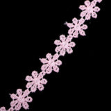 Max 15 Yard 12mm Daisy Flower Embroidery Lace Trim Ribbon Sewing Crafts Pink