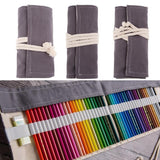 Maxbell Canvas Pencil Bags Case Painting Brush Pouch Roll Up Holders Grey 72 holes