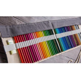Maxbell Canvas Pencil Bags Case Painting Brush Pouch Roll Up Holders Grey 72 holes