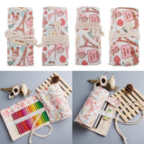 Maxbell Canvas Pencil Bags Case Painting Brush Pouch Roll Up Holders TOWER 12 holes