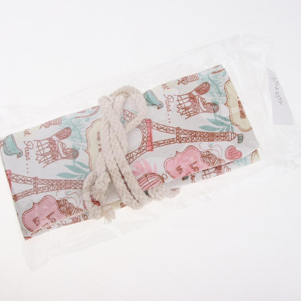 Maxbell Canvas Pencil Bags Case Painting Brush Pouch Roll Up Holders TOWER 12 holes
