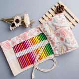 Maxbell Canvas Pencil Bags Case Painting Brush Pouch Roll Up Holders TOWER 12 holes