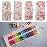 Maxbell Canvas Pencil Bags Case Painting Brush Pouch Roll Up Holders TOWER 12 holes