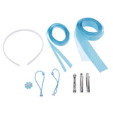 Maxbell 17pcs cloth flower bead ribbon  for hair clip  headwear Crafts Blue