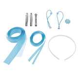Maxbell 17pcs cloth flower bead ribbon  for hair clip  headwear Crafts Blue
