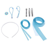 Maxbell 17pcs cloth flower bead ribbon  for hair clip  headwear Crafts Blue