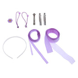 Maxbell 17pcs cloth flower bead ribbon  for hair clip  headwear Crafts Purple