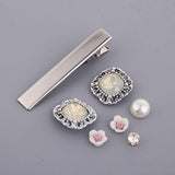 Maxbell 10pcs crafts hair clip cloth flower bead ribbon  for hair accessory headwear