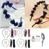 Max DIY Flower Bowknot Headband Hairband Making Kits Dark Blue