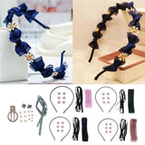 Max DIY Flower Bowknot Headband Hairband Making Kits Dark Blue