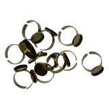 Maxbell 10Pieces Adjustable Ring Base Blanks Ring Findings for 18x13mm Oval Cabochon