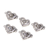 Maxbell 5 Sets Platinum diamante love Heart Box Clasps Jewelry Making Craft Findings