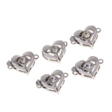 Maxbell 5 Sets Platinum diamante love Heart Box Clasps Jewelry Making Craft Findings