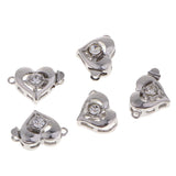 Maxbell 5 Sets Platinum diamante love Heart Box Clasps Jewelry Making Craft Findings