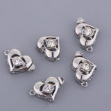 Maxbell 5 Sets Platinum diamante love Heart Box Clasps Jewelry Making Craft Findings