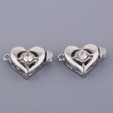 Maxbell 5 Sets Platinum diamante love Heart Box Clasps Jewelry Making Craft Findings