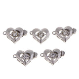 Maxbell 5 Sets Platinum diamante love Heart Box Clasps Jewelry Making Craft Findings