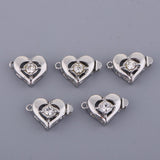 Maxbell 5 Sets Platinum diamante love Heart Box Clasps Jewelry Making Craft Findings