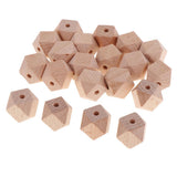 Maxbell 20pcs beech wood octagonal beads Loose Spacer Beads for Jewelry Making 20mm