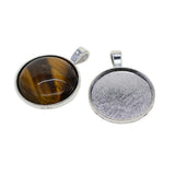 Maxbell 50pcs Tibetan Silver Blank Round Bezel Tray Base Cabochon Necklace Pendant for Beads, Glitter, Pendants,Charms, Small Arts and Crafts Items