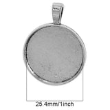 Maxbell 50pcs Tibetan Silver Blank Round Bezel Tray Base Cabochon Necklace Pendant for Beads, Glitter, Pendants,Charms, Small Arts and Crafts Items