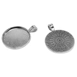 Maxbell 50pcs Tibetan Silver Blank Round Bezel Tray Base Cabochon Necklace Pendant for Beads, Glitter, Pendants,Charms, Small Arts and Crafts Items