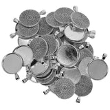 Maxbell 50pcs Tibetan Silver Blank Round Bezel Tray Base Cabochon Necklace Pendant for Beads, Glitter, Pendants,Charms, Small Arts and Crafts Items
