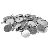 Maxbell 50pcs Tibetan Silver Blank Round Bezel Tray Base Cabochon Necklace Pendant for Beads, Glitter, Pendants,Charms, Small Arts and Crafts Items
