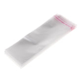 Maxbell 100x Clear Plastic Flat Cellophane Bag Adhesive for Food Candy 8.5 x 2.4inch