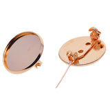 Maxbell 10 Pieces Round Copper Brooch Base Blank Tray 20mm Safety Pins Rose Gold